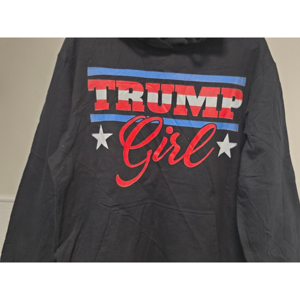 Women's PORT & COMPANY Black Trump Girl Graphic Hoodie L - Picture 3 of 7